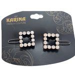 Karina French Couture 2 Pack Jewel Designed Square Hair Clip