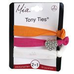 Mia Beauty Soft Elastic Hair Ties in Orange, Pink & White
