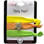 Mia Beauty Soft Elastic Hair Ties in Yellow, Orange & Green