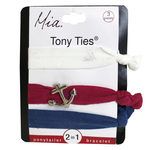Mia Beauty Soft Elastic Hair Ties in White, Red & Blue