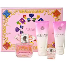 Versace Bright Crystal EDT Spray For Women (variant: 4 PC Set V 3.0 oz/BL 3.4 oz/BSG 3.4 oz/0.17 oz)